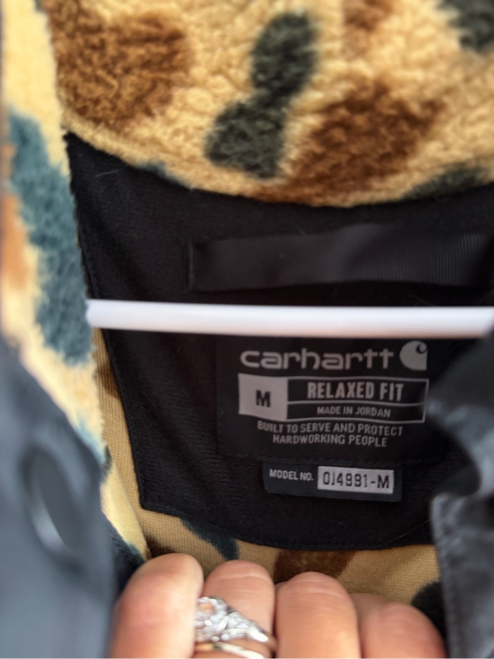 Carhartt Sherpa Pullover Jacket in Camo Print - Yellow, Brown, Black - Picture 2 of 2